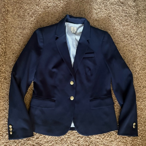 J. Crew Classic Navy Blazer with Gold Buttons Preppy Size 8 Like New - Picture 3 of 7